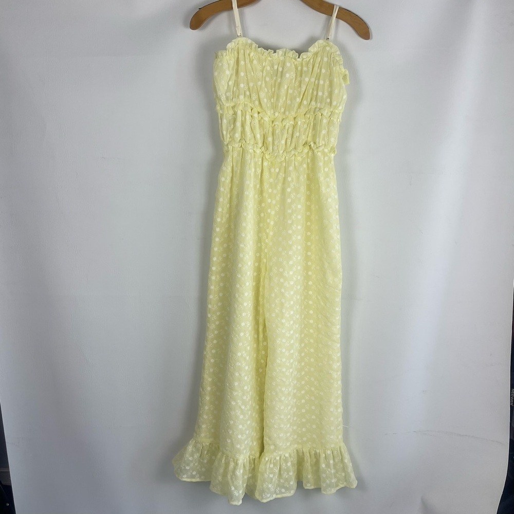 MAJORELLE Sylvan Yellow Floral Smocked Cropped Jumpsuit Size S - Picture 4 of 12